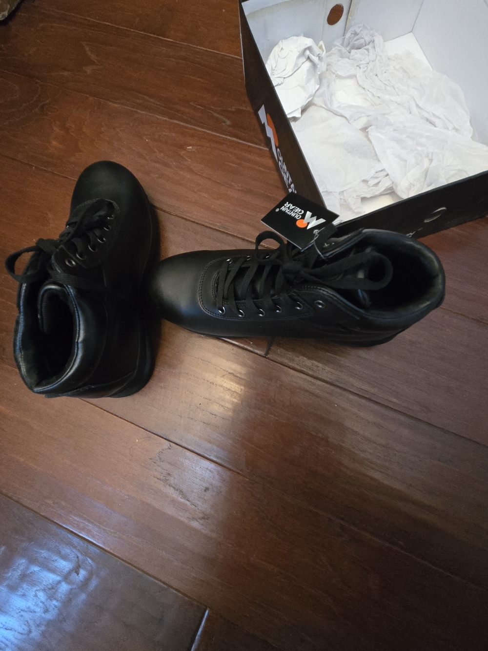 Men's Black High-Top Lace-Up Work Boots